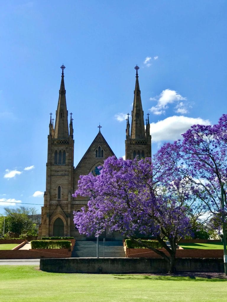 Ipswich Jacaranda trees St Mary's Church