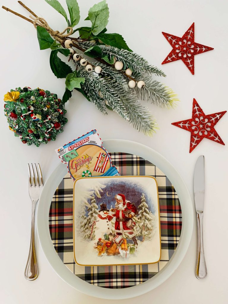 Instant Scratch It Christmas table setting