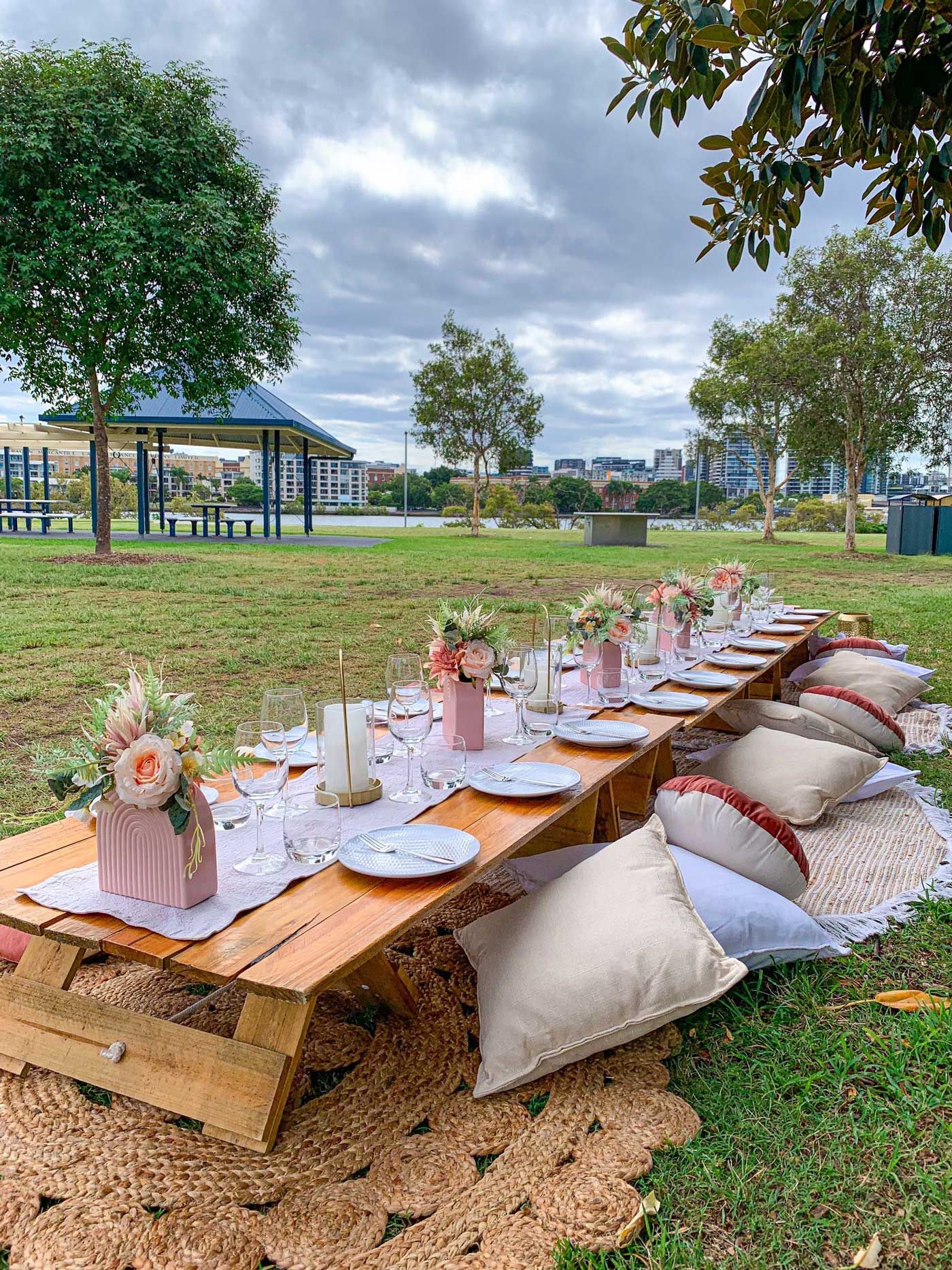 Boho picnic table hire sale